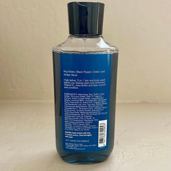 NEW Bath & Body Works Midnight Mens 2 in 1 Hair Body Wash 10 Oz Cedar Amber Musk - Picture 2 of 2